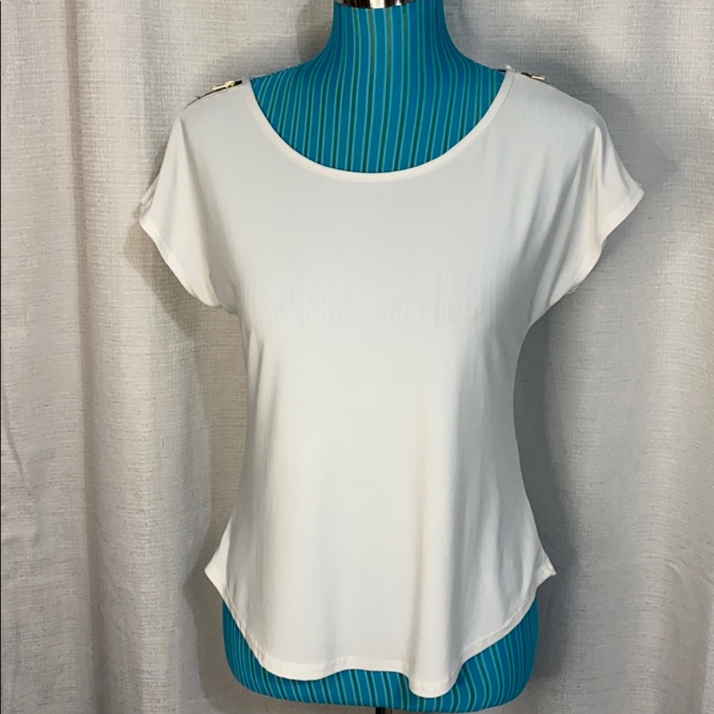 White Blouse with zipper on sides of the shoulder
